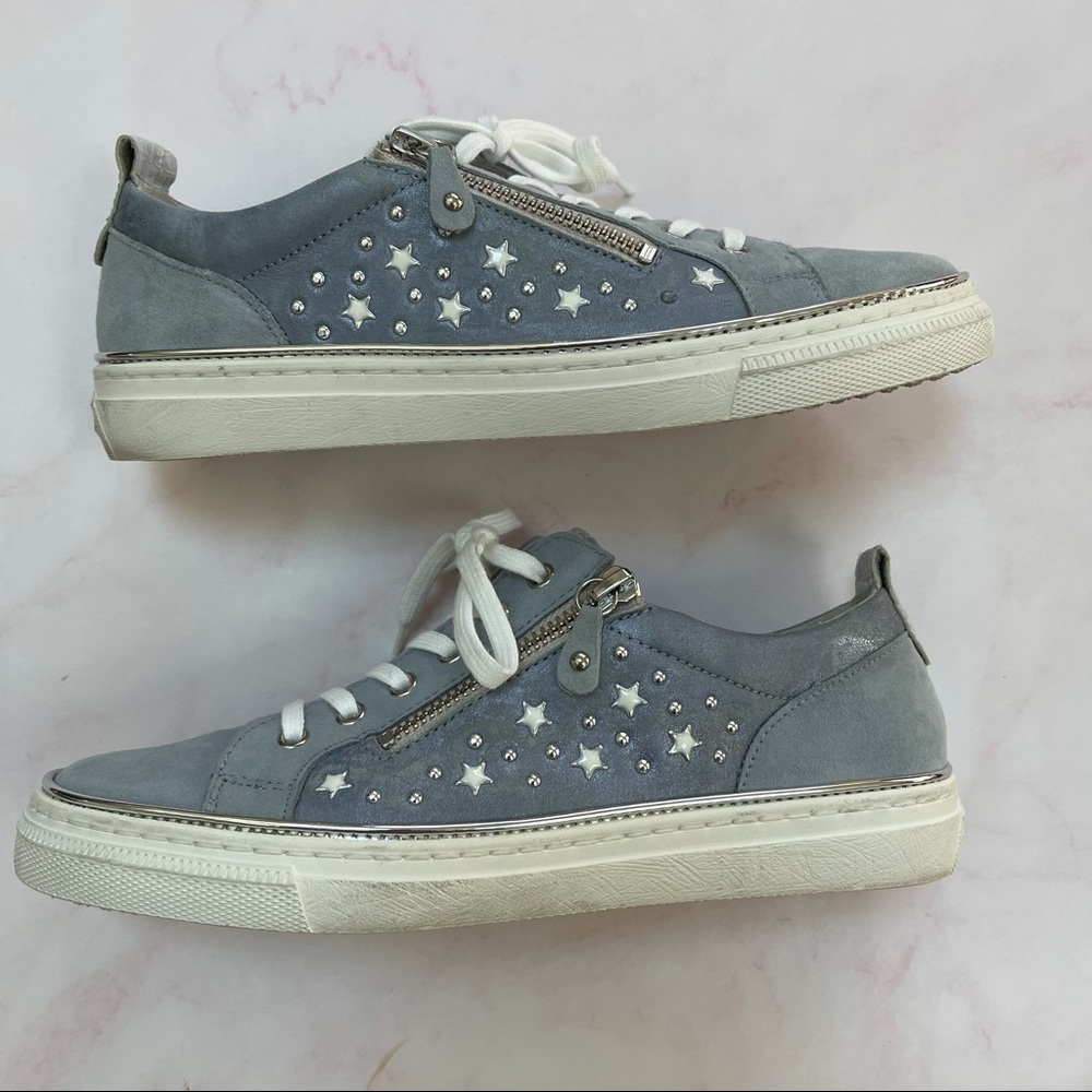 GABOR Blue/Grey Suede Lace up/Zip Sneakers 7.5 (USA)